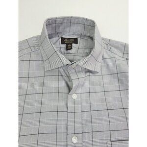 Tasso Elba Regular Fit Non Iron Size Large 16.5 34-35 Gray Check French Cuff